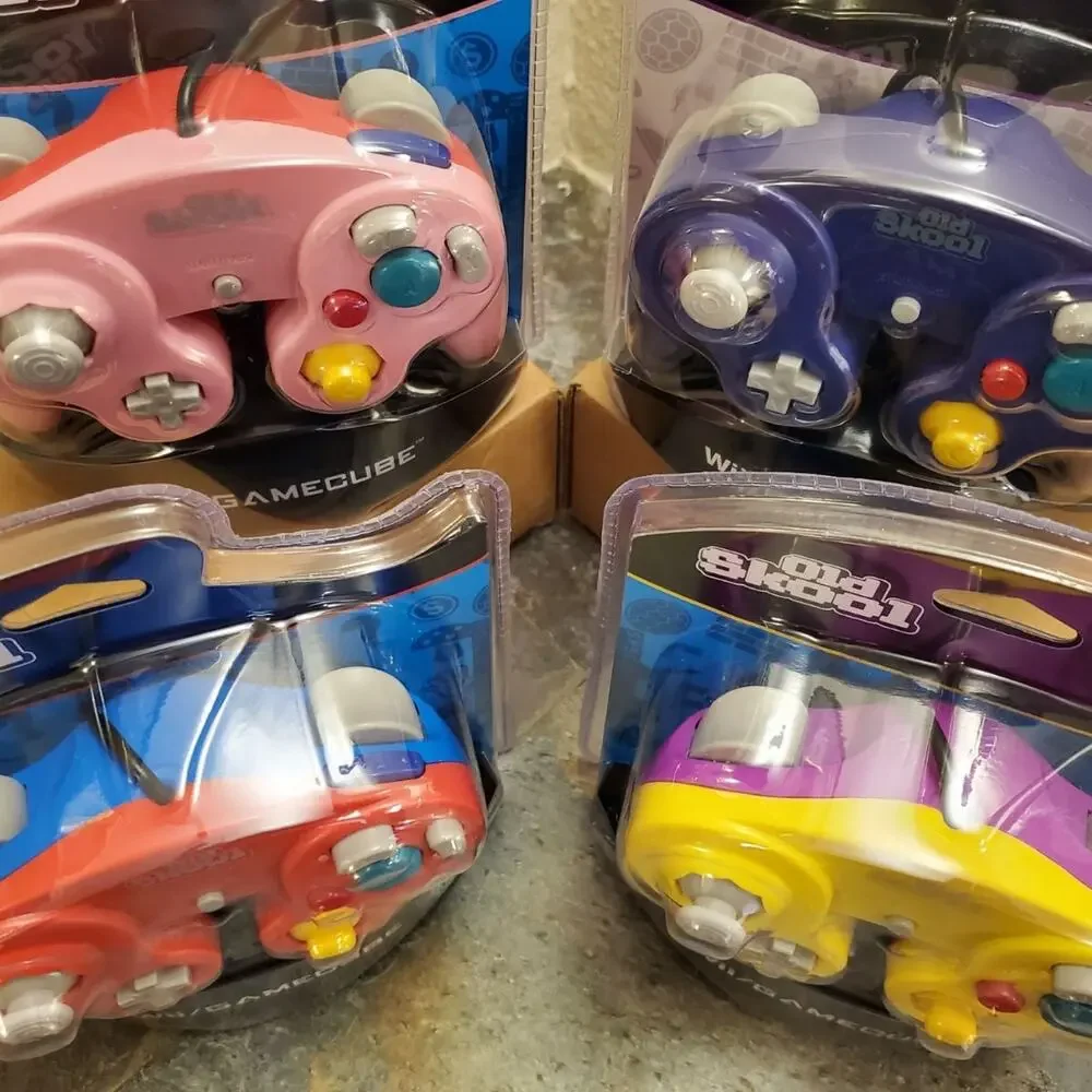 4 Gamecube Controllers - 4 Colors Bundle (NEW) Red Yellow Pink Purple - Nintendo